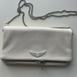 NWT - Zadig and Voltaire white lamb’s leather clutch